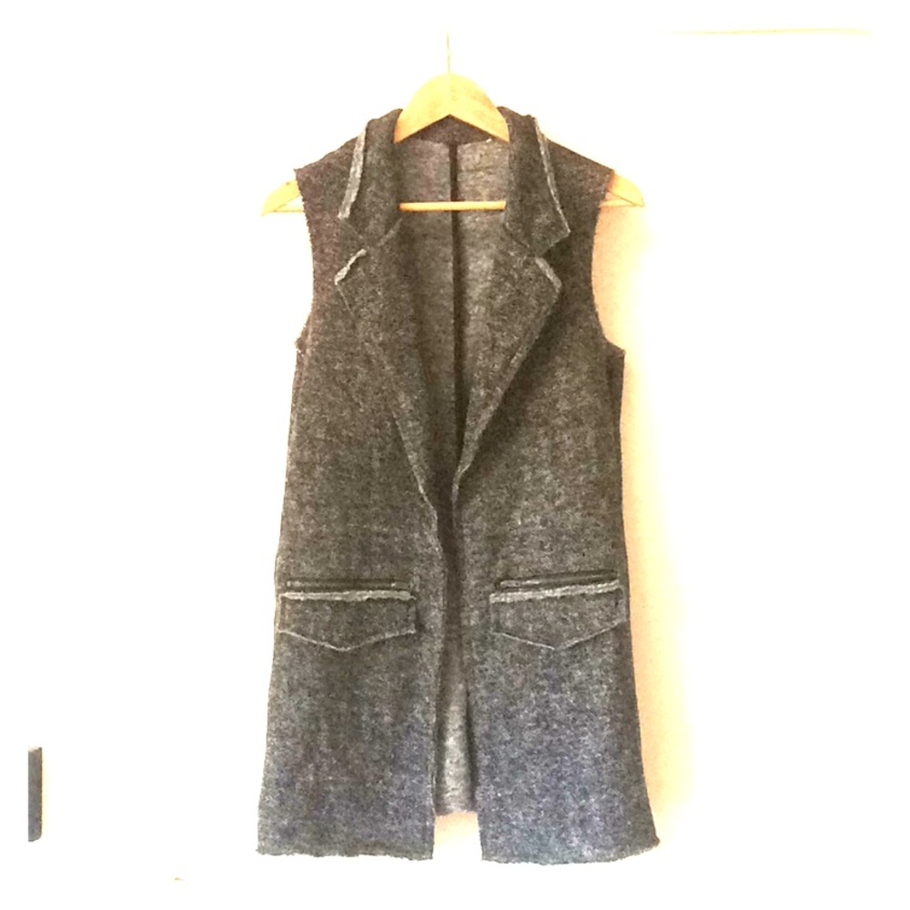 Mimi Chica Fleece Herringbone Knit Long Vest